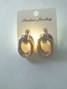 tangled oval rosegold shine earrings