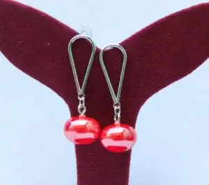 stylish droplet design earrings red colour