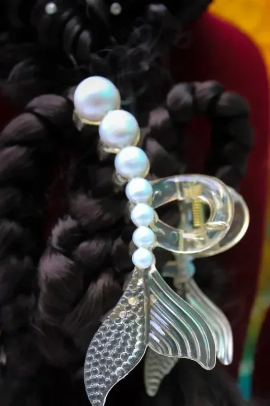 White Pearl Mermaid hair clip for women